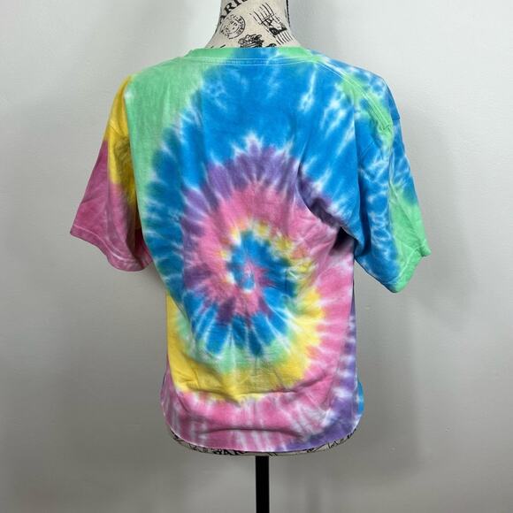 NWT Pink Floyd tie dye raw cut cropped short sleeve T-Shirt - Picture 2 of 8